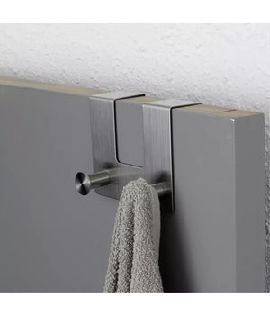 Appendiabiti Da Porta Con 2 Ganci 12.5 X 11.5cm Silver Asciugamani Vestiti 87783         