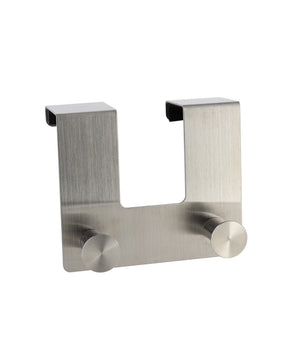 Appendiabiti Da Porta Con 2 Ganci 12.5 X 11.5cm Silver Asciugamani Vestiti 87783         