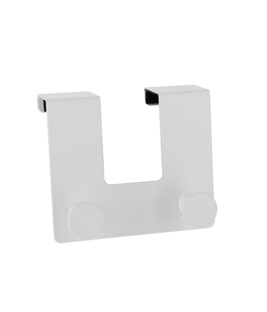 Appendiabiti Da Porta Con 2 Ganci 12.5x11.5 Cm Bianco Asciugamani Vestiti 87779         
