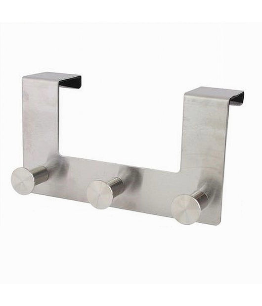 Appendiabiti Da Porta Con 3 Ganci 19.5 X 11.5cm Silver Asciugamani Vestiti 87784         