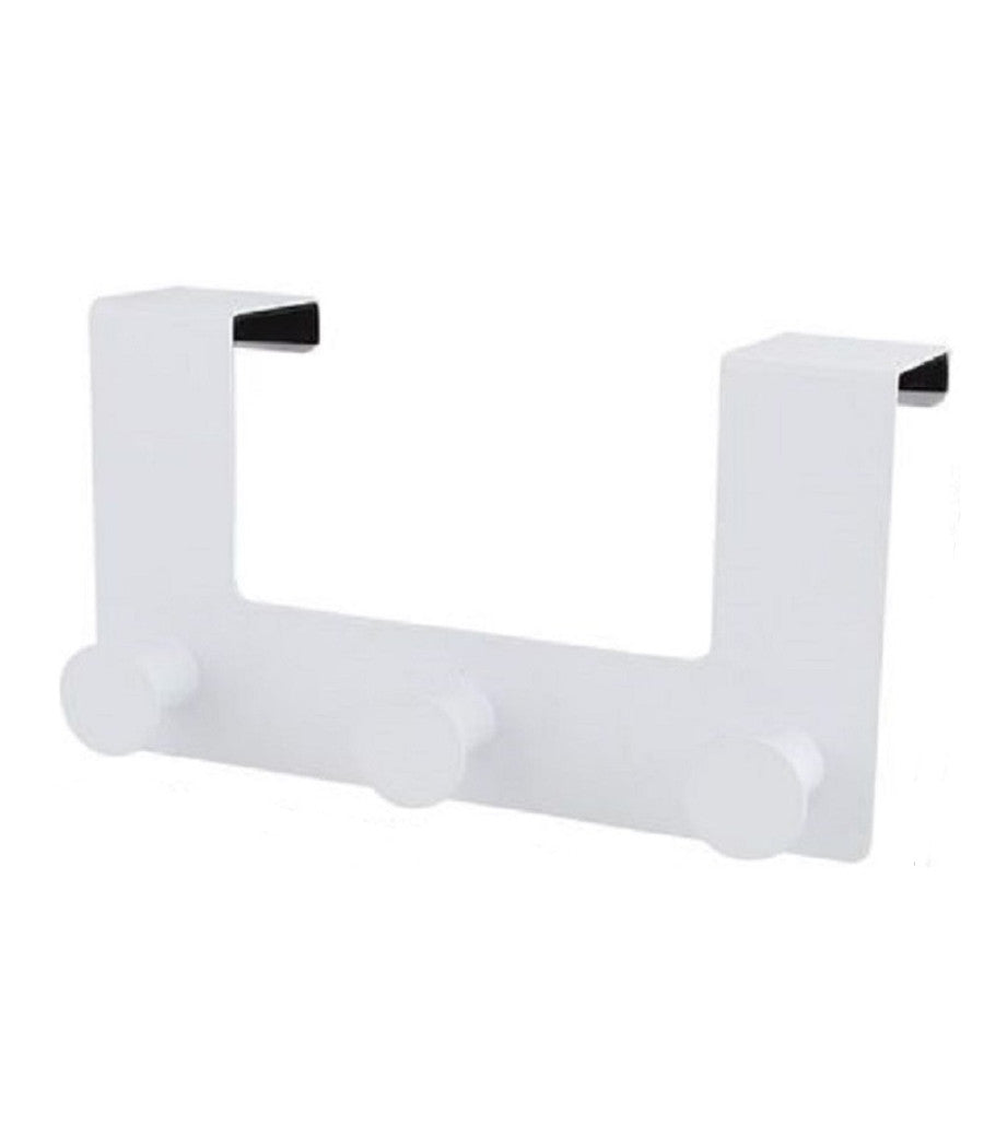 Appendiabiti Da Porta Con 3 Ganci 19.5x11.5 Cm Bianco Asciugamani Vestiti 87780         