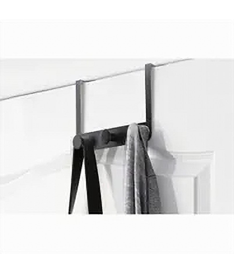 Appendiabiti Da Porta Con 3 Ganci 19.5x11.5cm Nero Per Asciugamani Vestiti 87776         
