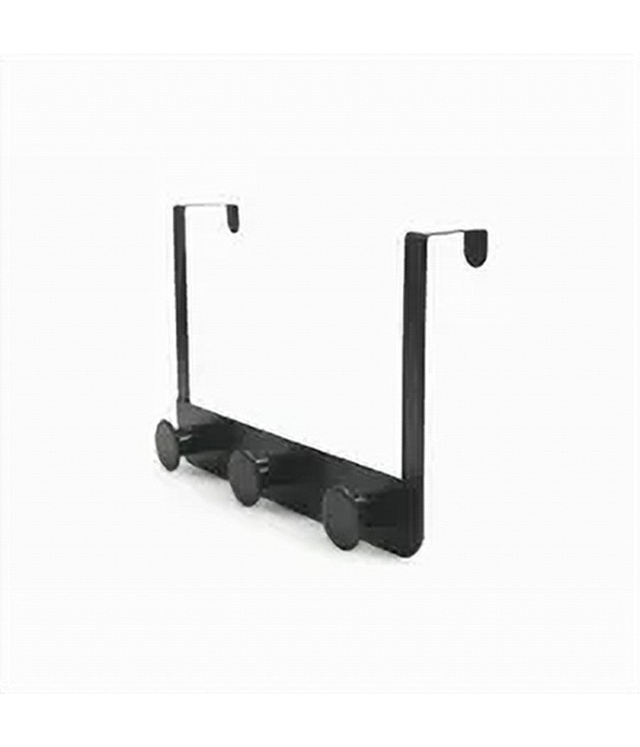 Appendiabiti Da Porta Con 3 Ganci 19.5x11.5cm Nero Per Asciugamani Vestiti 87776         