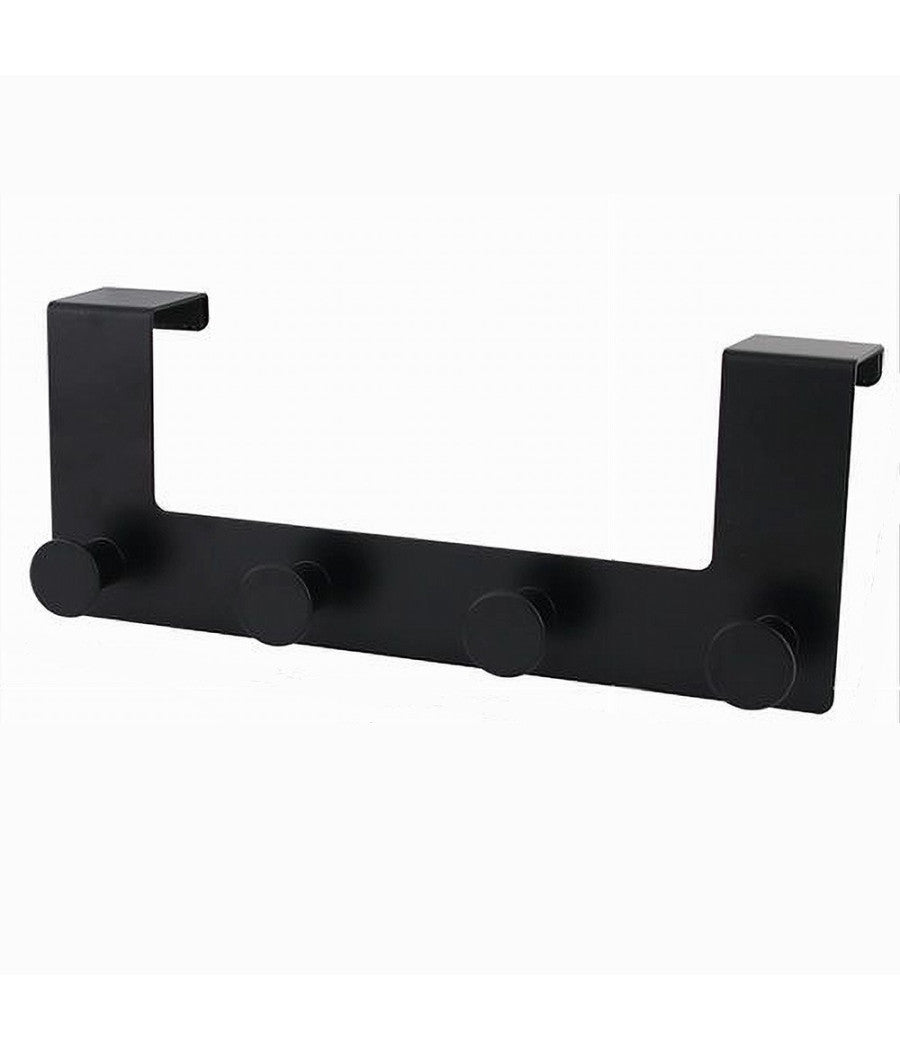 Appendiabiti Da Porta Con 4 Ganci 27 X 11.5cm Nero Per Asciugamani Vestiti 87777         