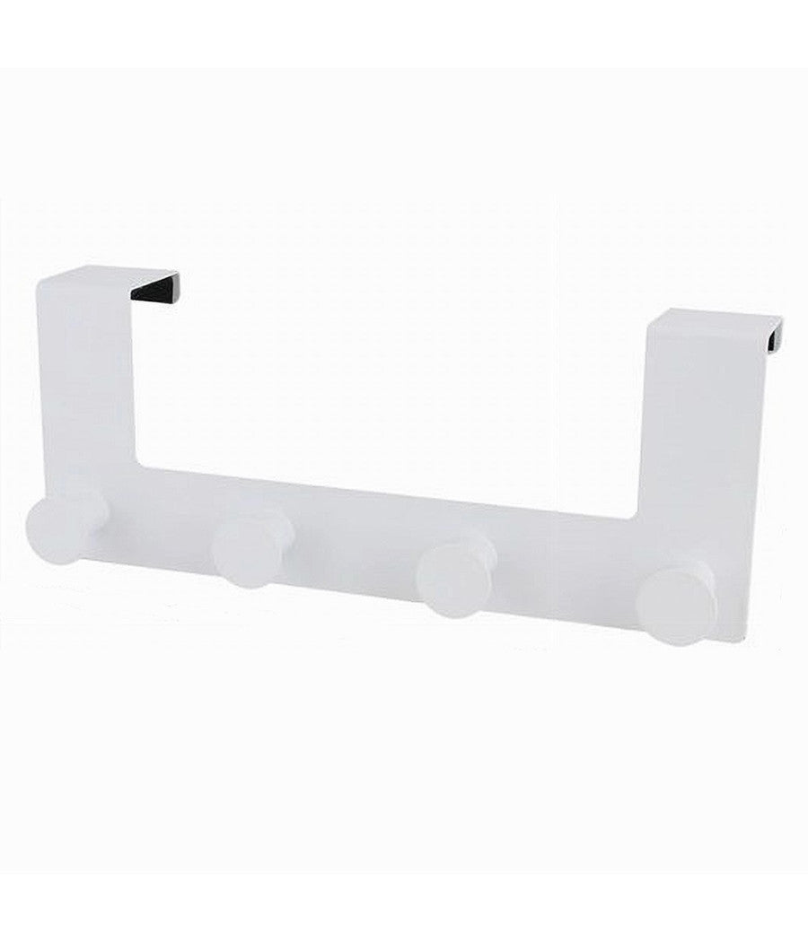 Appendiabiti Da Porta Con 4 Ganci 27x11.5cm Bianco Per Asciugamani Vestiti 87781         
