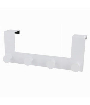 Appendiabiti Da Porta Con 4 Ganci 27x11.5cm Bianco Per Asciugamani Vestiti 87781         