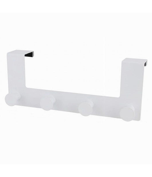 Appendiabiti Da Porta Con 4 Ganci 27x11.5cm Bianco Per Asciugamani Vestiti 87781         