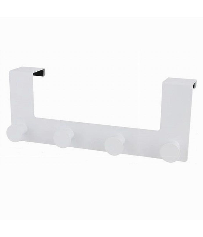 Appendiabiti Da Porta Con 4 Ganci 27x11.5cm Bianco Per Asciugamani Vestiti 87781         