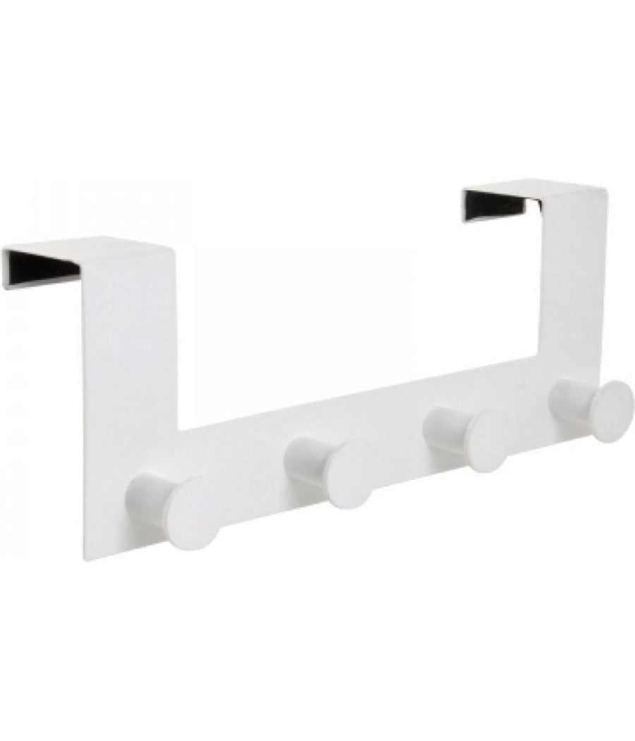 Appendiabiti Da Porta Con 4 Ganci 27x11.5cm Bianco Per Asciugamani Vestiti 87781         