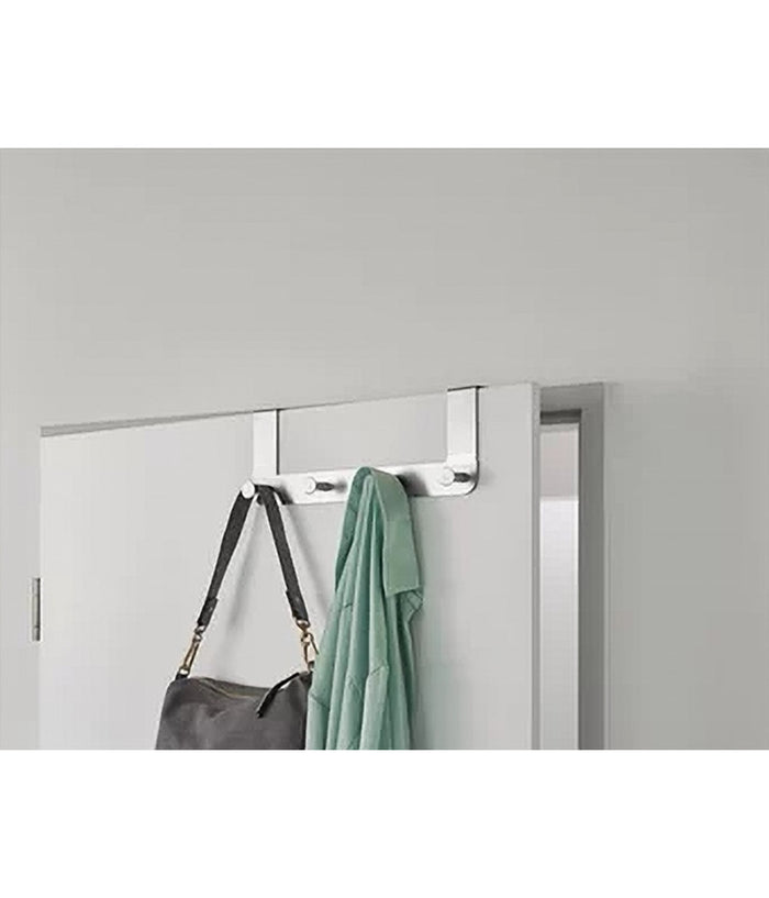 Appendiabiti Da Porta Con 4 Ganci 27x11.5cm Silver Per Asciugamani Vestiti 87785         