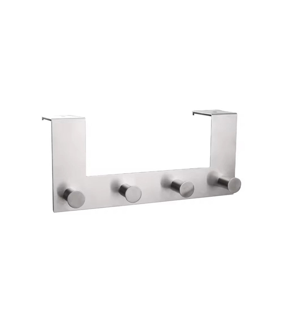 Appendiabiti Da Porta Con 4 Ganci 27x11.5cm Silver Per Asciugamani Vestiti 87785         