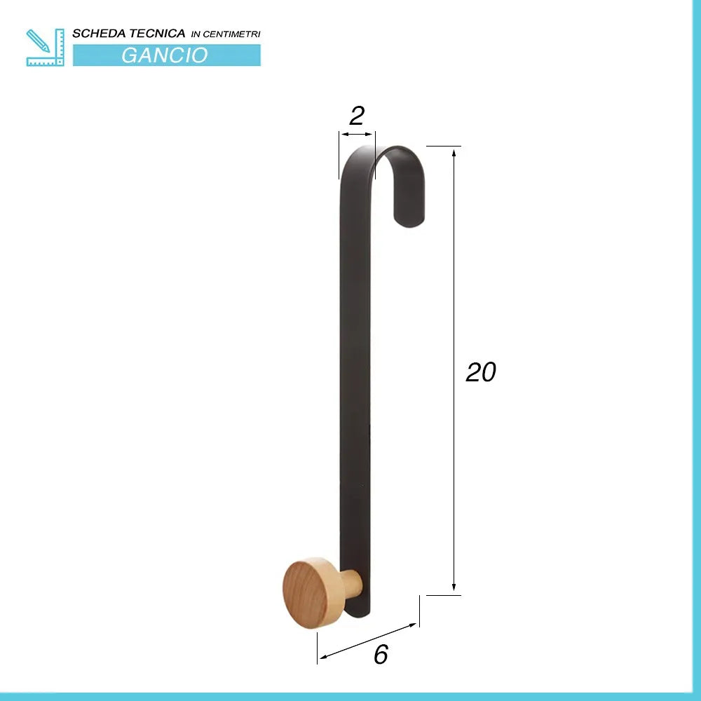 Appendiabiti da porta e termoarredo in acciaio nero e bambù Haiti