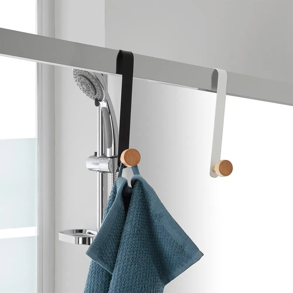 Appendiabiti da porta e termoarredo in acciaio nero e bambù Haiti