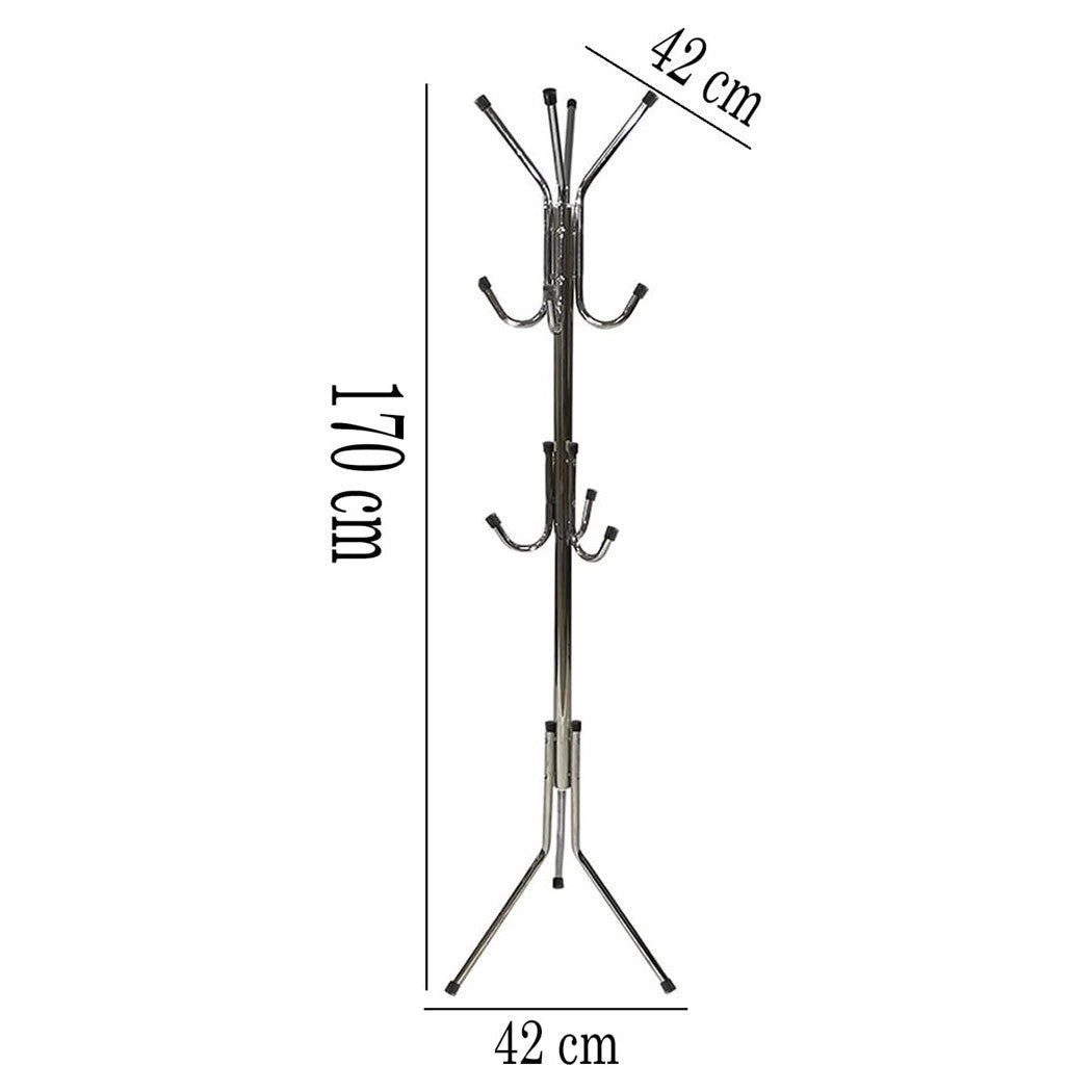Trade Shop - Appendiabiti Da Terra 170 Cm Attaccapanni 11 Ganci Cromato Piantana Appendi Abiti -