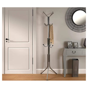 Trade Shop - Appendiabiti Da Terra 170 Cm Attaccapanni 11 Ganci Cromato Piantana Appendi Abiti -