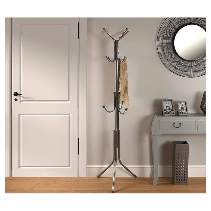 Trade Shop - Appendiabiti Da Terra 170 Cm Attaccapanni 11 Ganci Cromato Piantana Appendi Abiti -