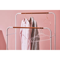 Appendiabiti Doppio Bianco/ Eff Legno 80x50x130-155cm Con Due Ripiani