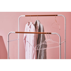 Appendiabiti Doppio Bianco/ Eff Legno 80x50x130-155cm Con Due Ripiani