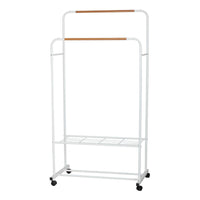 Appendiabiti Doppio Bianco/ Eff Legno 80x50x130-155cm Con Due Ripiani