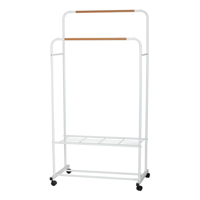 Appendiabiti Doppio Bianco/ Eff Legno 80x50x130-155cm Con Due Ripiani