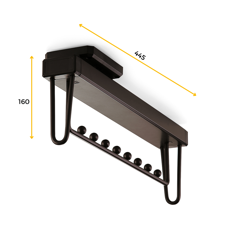 Appendiabiti estraibile Moka per armardio, Verniciato moka, Tecnoplastica e Alluminio.