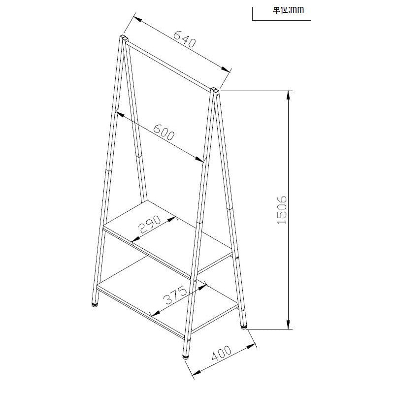 Appendiabiti Hamilton 2 Ripiani In Metallo+legno Truciolato Naturale
