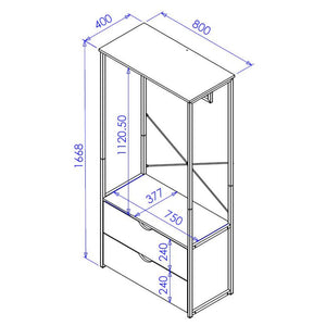 Appendiabiti Hamilton Con 2 Cassetti Dimensione 80x40x166 8 Cm