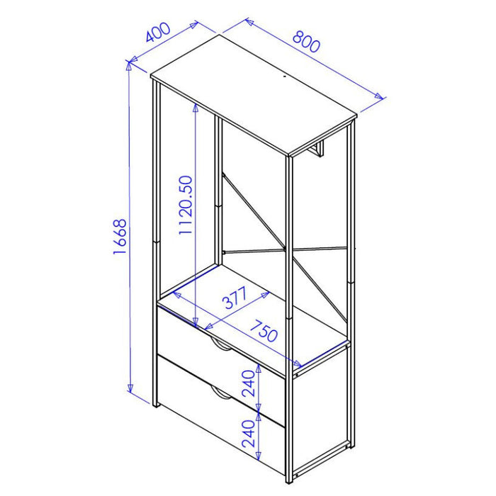 Appendiabiti Hamilton Con 2 Cassetti Dimensione 80x40x166 8 Cm