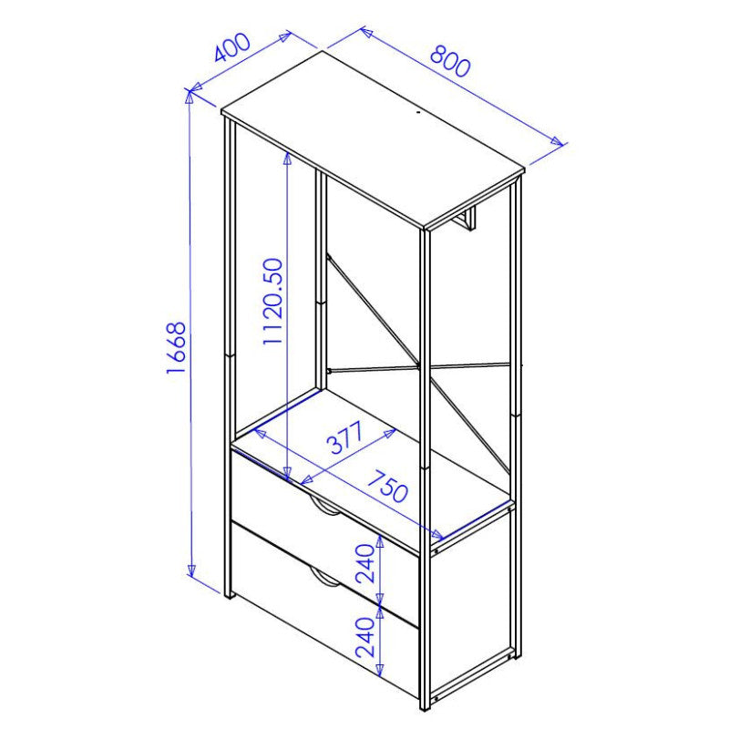 Appendiabiti Hamilton Con 2 Cassetti Dimensione 80x40x166 8 Cm