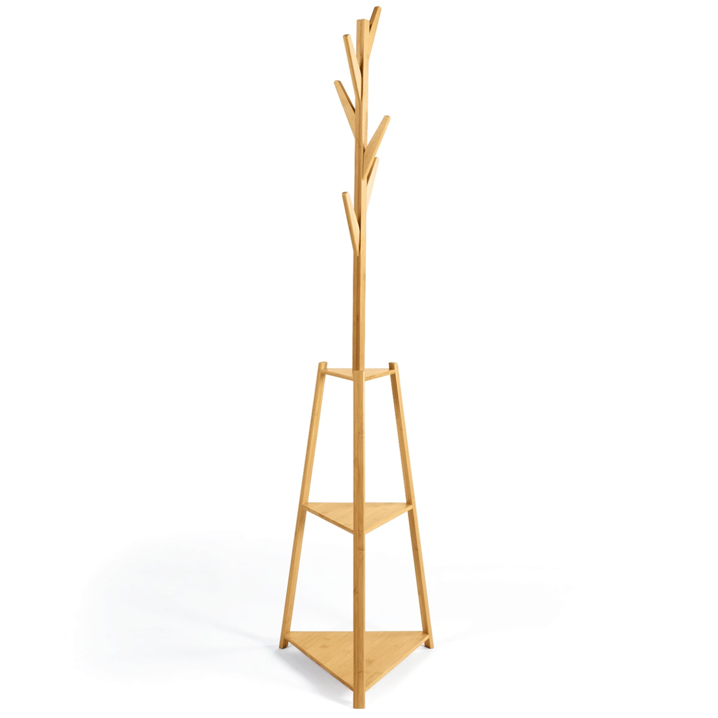 IDMarket - Appendiabiti in bambù con ripiani angolari LANA