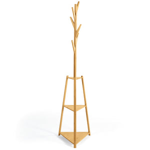 IDMarket - Appendiabiti in bambù con ripiani angolari LANA