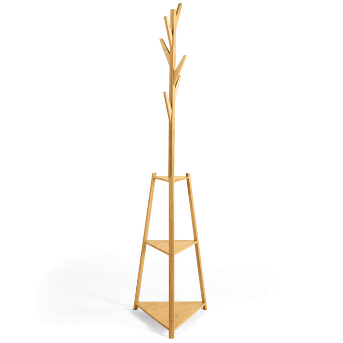 IDMarket - Appendiabiti in bambù con ripiani angolari LANA