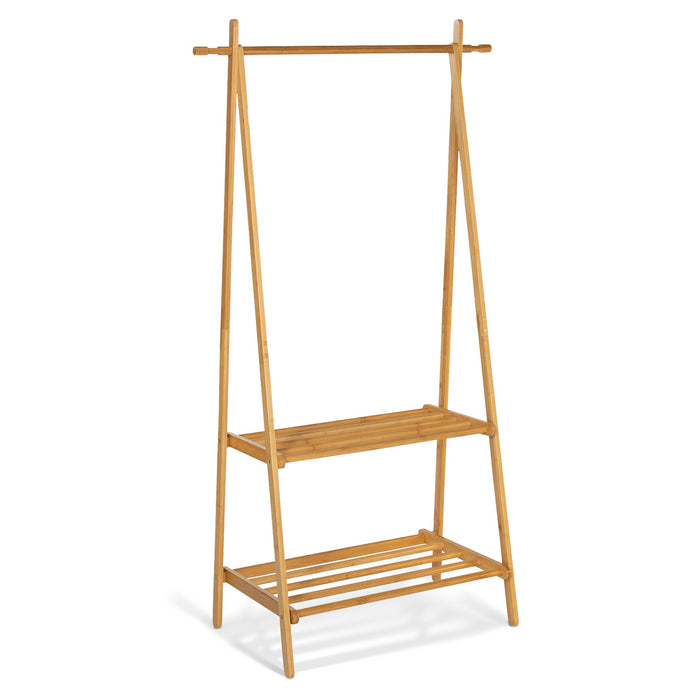 IDMarket - Appendiabiti in bambù RITA 2 ripiani