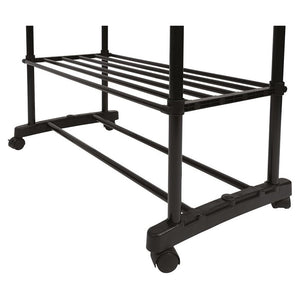 Trade Shop - Appendiabiti Multistand Armadio In Metallo Altezza Regolabile 2 Aste 4 Ruote 3 Ripiani -