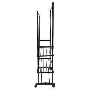 Trade Shop - Appendiabiti Multistand Armadio In Metallo Altezza Regolabile 2 Aste 4 Ruote 3 Ripiani -