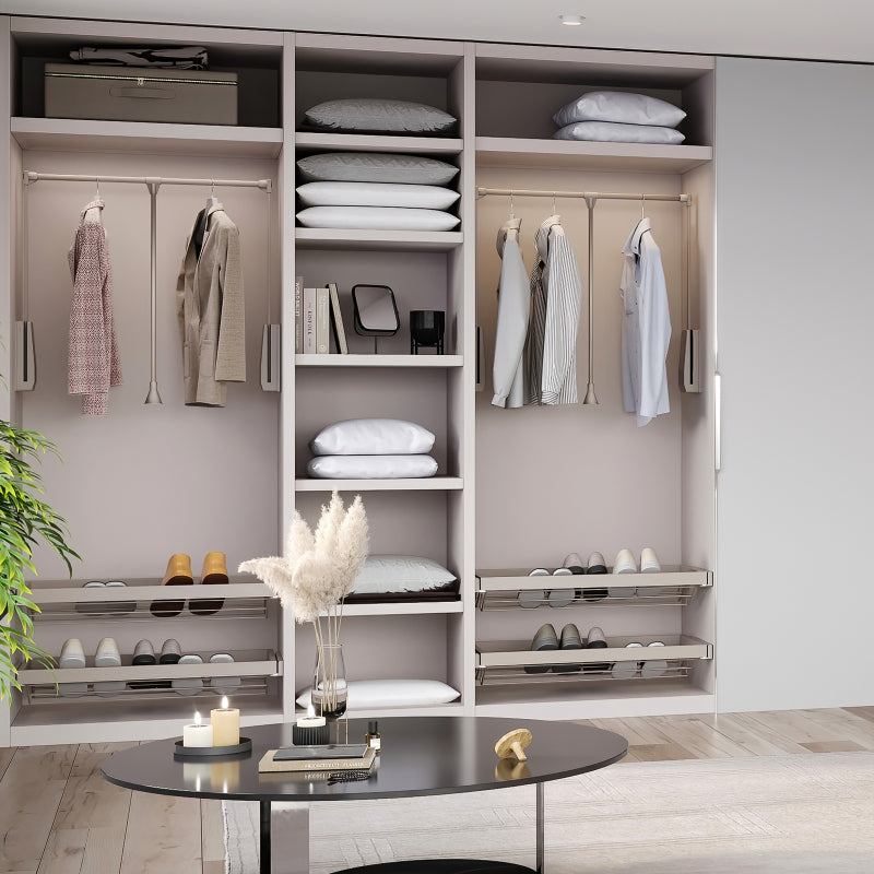 Appendiabiti per armadio Hang, 450 - 600, Verniciato grigio pietra, Acciaio e Tecnoplastica.