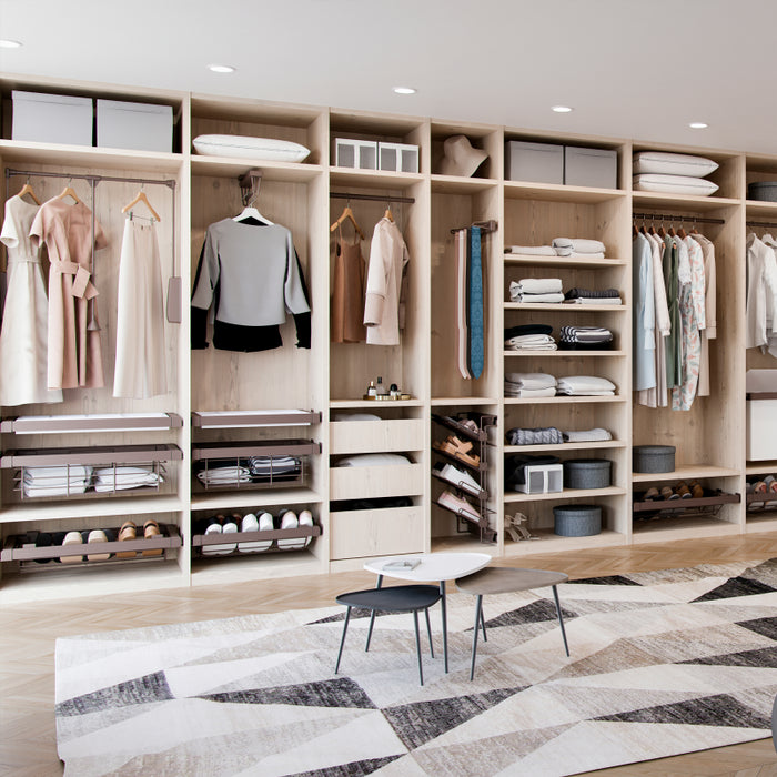 Appendiabiti per armadio Hang, 450 - 600, Verniciato moka, Acciaio e Tecnoplastica.