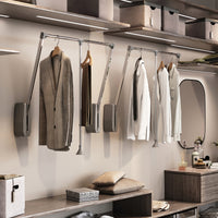 Appendiabiti per armadio Hang a parete, 600-830, Cromato brillo, Acciaio e Tecnoplastica