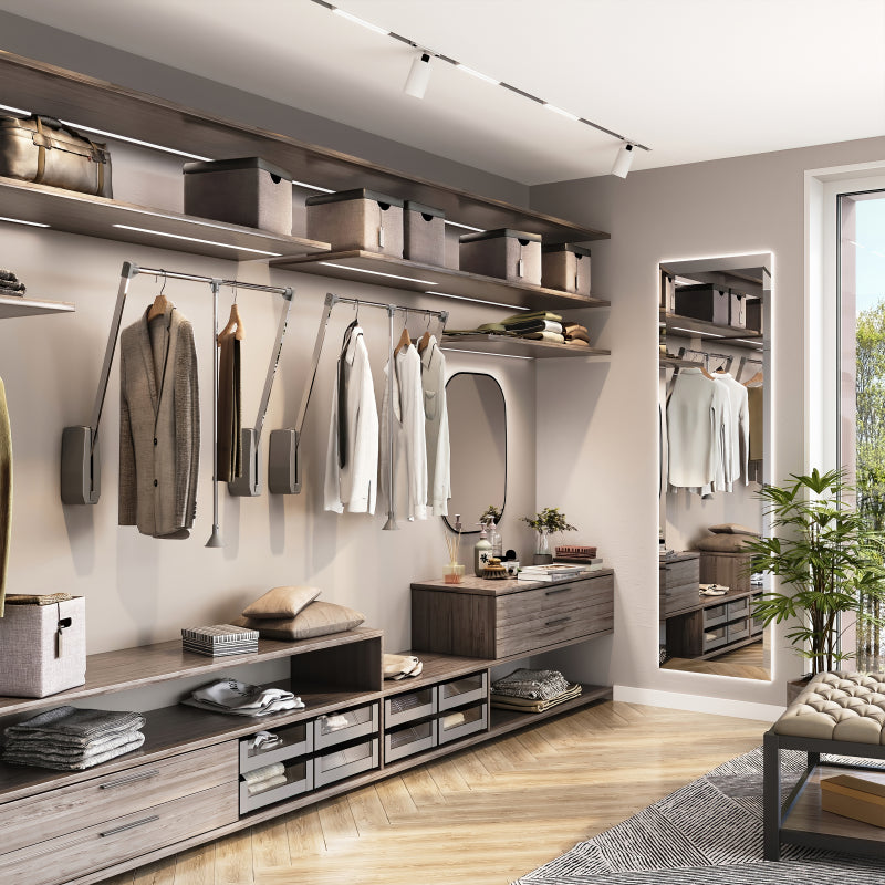 Appendiabiti per armadio Hang a parete, 600-830, Cromato brillo, Acciaio e Tecnoplastica