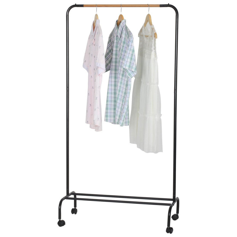 Appendiabiti Singolo Nero/eff Legno In Metallo 80x40x155cm Con Ripiano