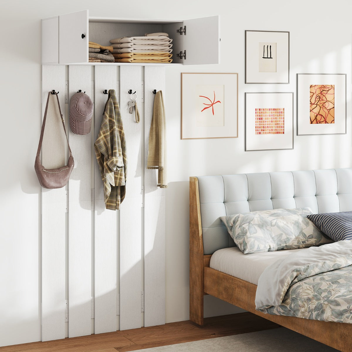 Appendiabiti da parete per ingresso da parete per corridoio, Appendiabiti da parete appendiabiti da parete Bianco-Appendiabiti