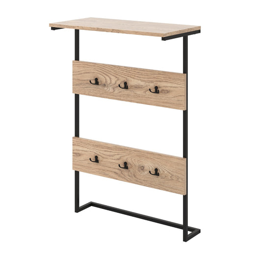 Appendiabiti da parete per ingresso con 6 ganci struttura in metallo robusta, Appendiabiti per ingresso Naturale-Appendiabiti