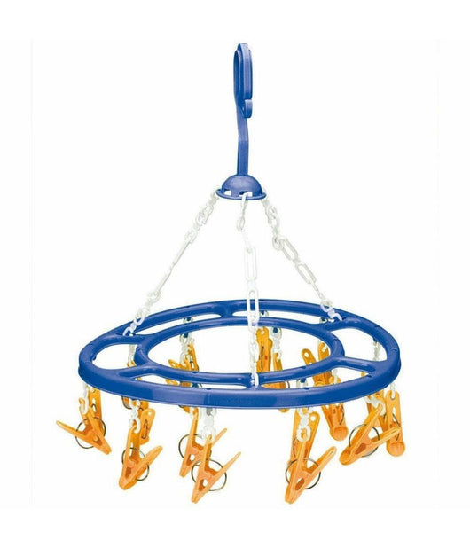 Appendibiancheria Con Gancio 18 Pinze Mollette In Plastica Colore Blu         