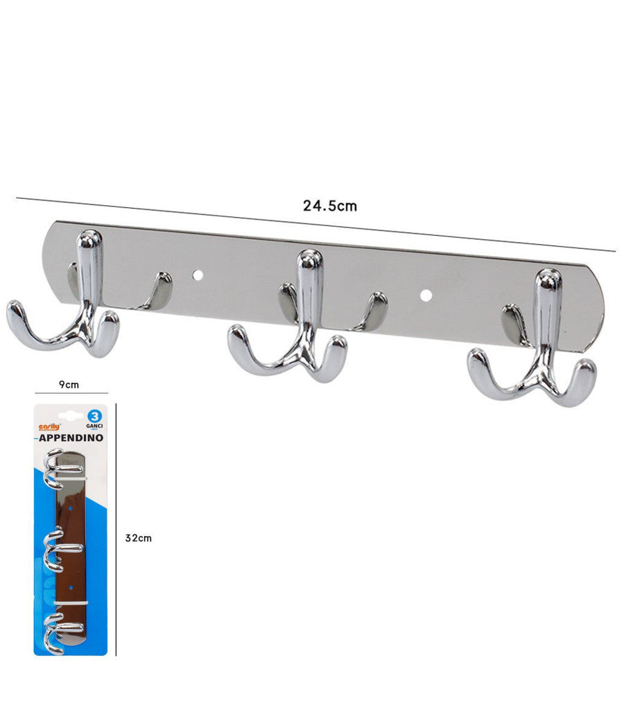 Appendini Appendipanni Appendi Abiti Asciugamani Parete Metallo Dopp 3 Posti         