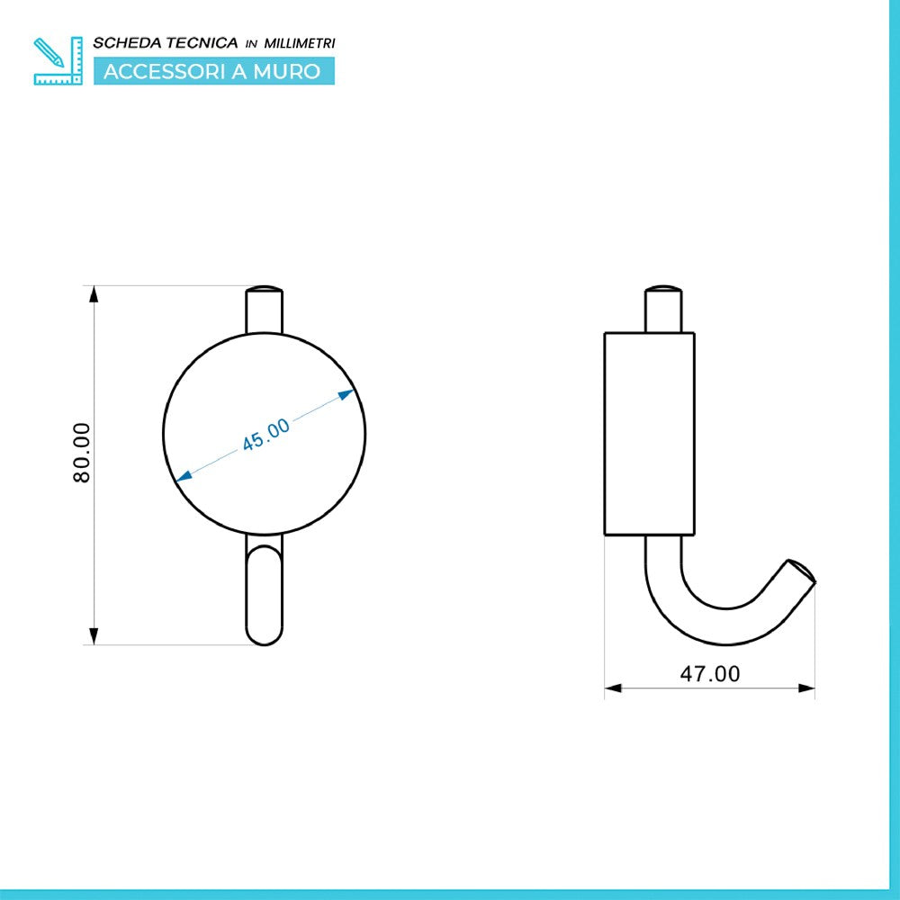 Appendino a muro in acciaio cromo doppio fissaggio Plaza