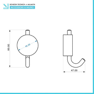 Appendino a muro in acciaio cromo doppio fissaggio Plaza