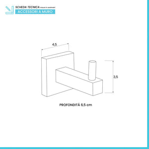 Appendino a muro in metallo cromato Rock