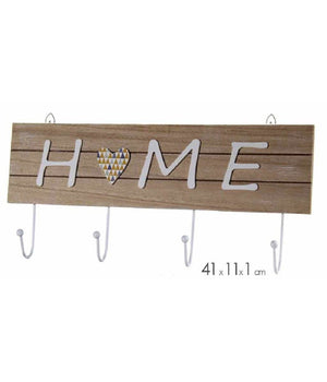 Appendino Appendi Abiti Da Parete Legno Gancio A 4 Decoro Home 41x11x1cm 745693         