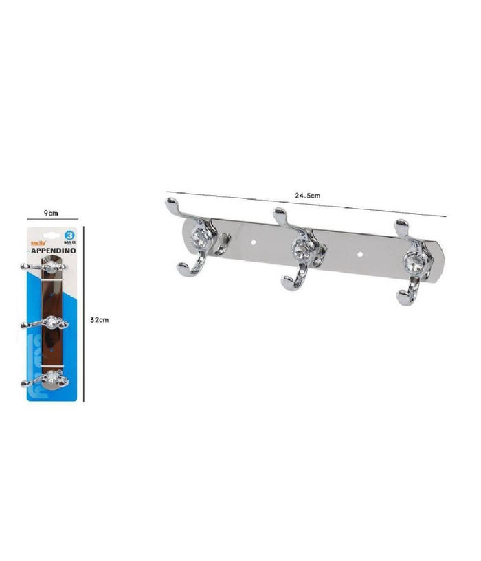 Appendino Appendi Porta Asciugamani Con 3 Ganci Doppio Bagno Diamante 52173         