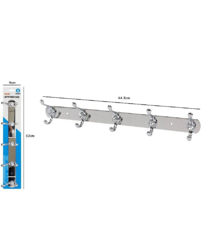 Appendino Appendi Porta Asciugamani Con 5 Ganci Doppio Bagno Diamante 52174         